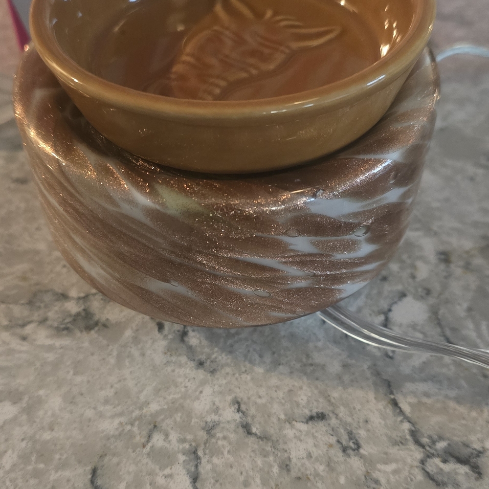 Elegant Brown and White Swirl Art Bowl
